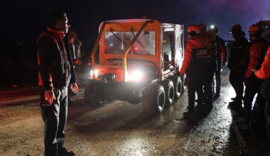 Turkish rescue teams search for the remains of the private jet. Pic: AP