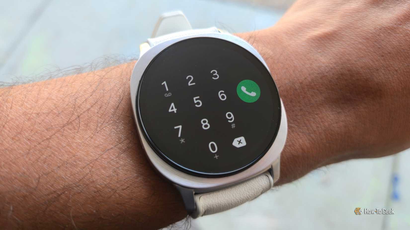 The phone app open on a Samsung Galaxy Watch 8.