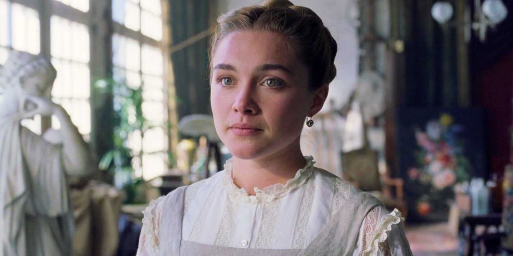 Florence Pugh looking sad in Little Women