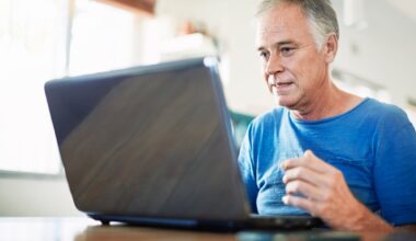 A person at a laptop.