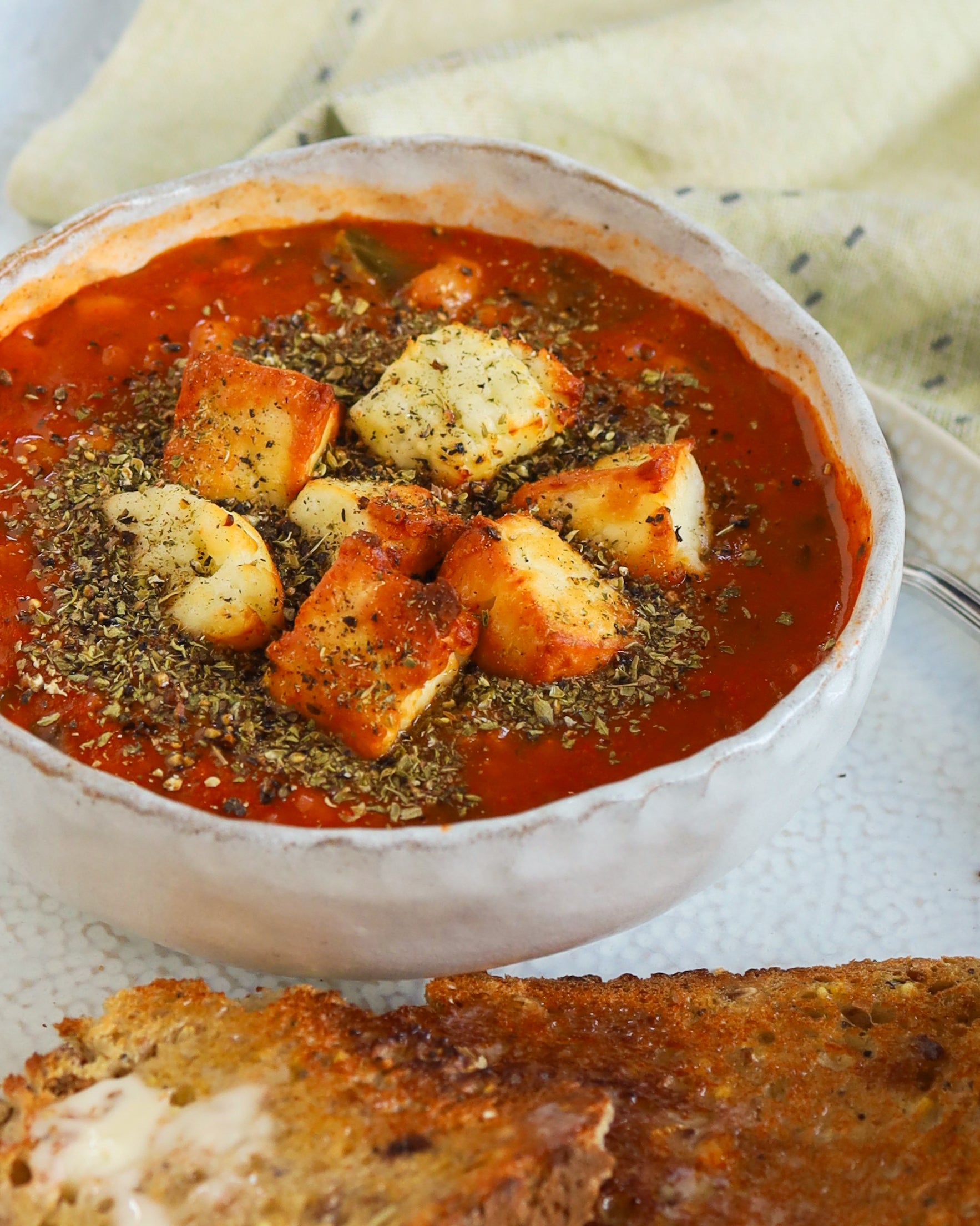 The kind of soup that feels virtuous right up until you add crisp, salty halloumi – and suddenly January looks a lot friendlier