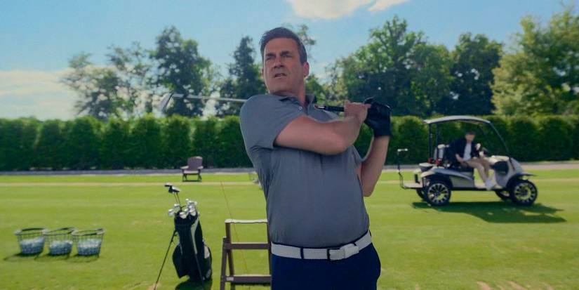 Andrew Cooper (Jon Hamm) playing golf in Your Friends and Neighbors Season 1 Ep 9