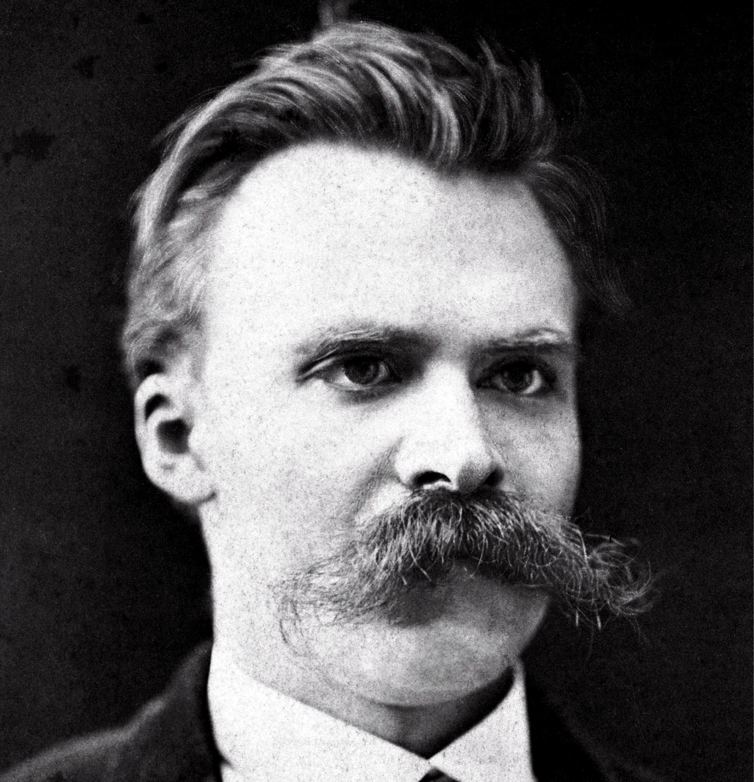 Black and white photograph of German philosopher Friedrich Nietzsche.