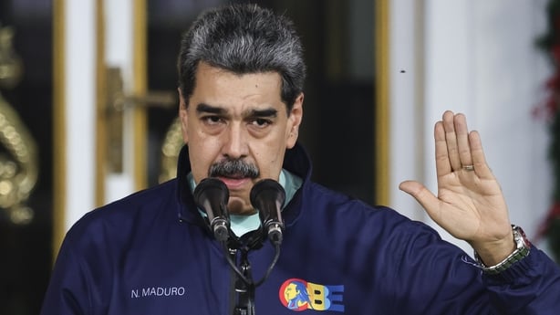 Nicolás Maduro speaks during a march as part of the 