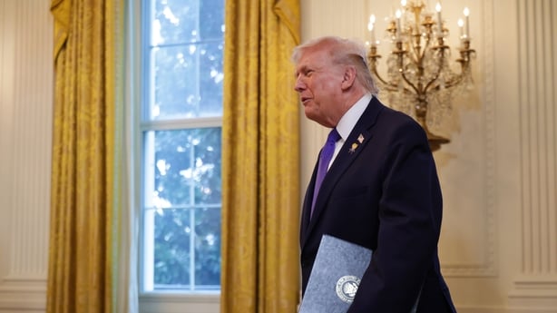 U.S. President Donald Trump arrives to a meeting with oil and gas executives in the East Room of the White House on January 9, 2026 in Washington, DC. Trump is holding the meeting to discuss plans for investment in Venezuela after ousting leader its leader Nicolás Maduro. (Photo by Alex Wong/Getty I