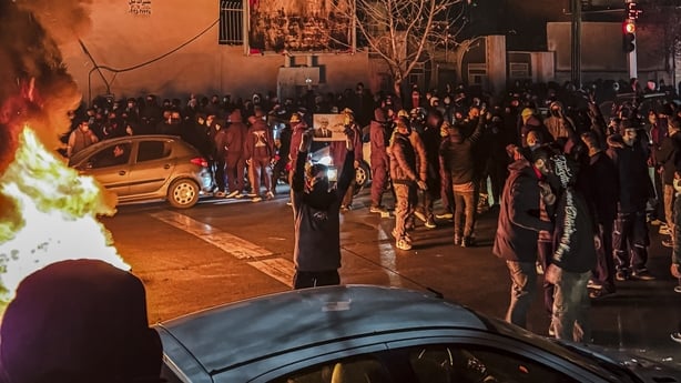 People block a street during a protest