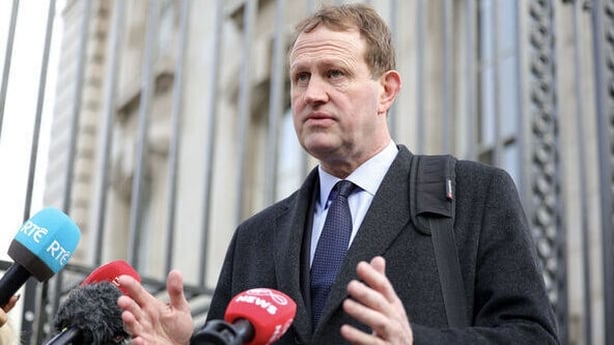 Minister for Justice Jim O'Callaghan speaking to the media