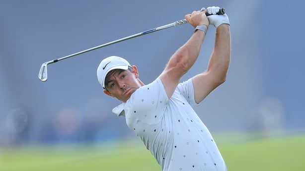 DUBAI, UNITED ARAB EMIRATES - JANUARY 17: Rory McIlroy of Northern Ireland plays his second shot on the 13th hole on day three of the Dubai Invitational 2026 at Dubai Creek Resort on January 17, 2026 in Dubai, United Arab Emirates. (Photo by David Cannon/2026 Getty Images)