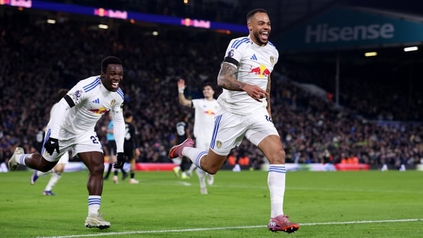 Lukas Nmecha of Leeds United celebrates scoring his team's first goal during the Premier League match between Leeds United and Fulham at Elland Road on January 17, 2026 in Leeds, England.