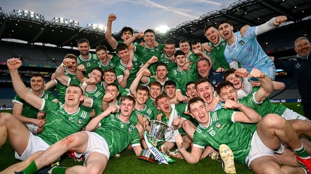 The Limerick team celebrate after the Allianz Football League Division 4 final match between Wexford and Limerick at Croke Park in Dublin. Photo by Ramsey Cardy/Sportsfile