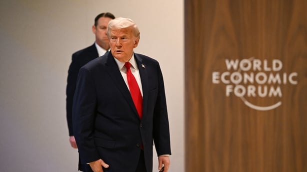 US President Donald Trump following his speech at the World Economic Forum