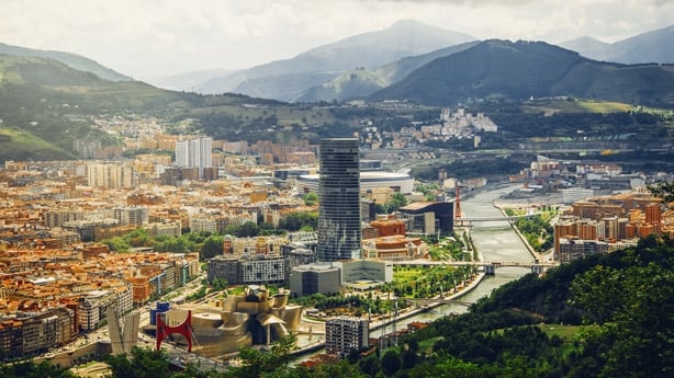 Aerial view of Bilbao, one of the most important cities in northern Spain and the biggest city in the Basque Country.