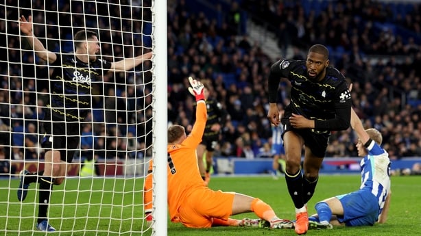 Beto of Everton celebrates scoring his team's first goal during the Premier League match between Brighton & Hove Albion and Everton at Amex Stadium on January 31, 2026 in Brighton, England.