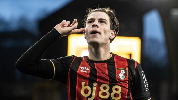 Bournemouth's Alex Scott celebrates scoring his side's second goal during the Premier League match between Wolverhampton Wanderers and Bournemouth at Molineux on January 31, 2026 in Wolverhampton