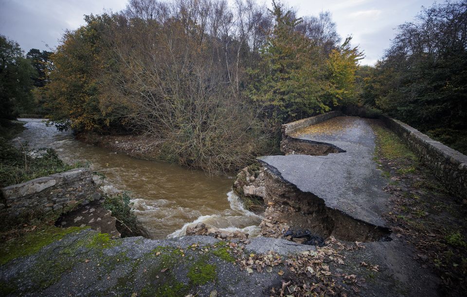 The River Big Bridge outside Carlingford partly collapsed after heavy rainfall in 2023. Photo: PA