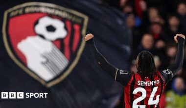 Eli Junior Kroupi celebrates scoring for Bournemouth
