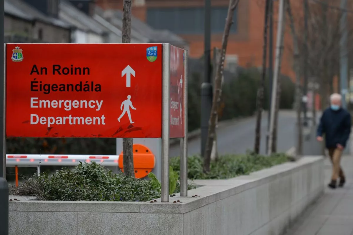 A sign 'Emergency Department' seen outside the Mater Misericordiae University Hospital in Dublin during Level 5 Covid-19 lockdown.