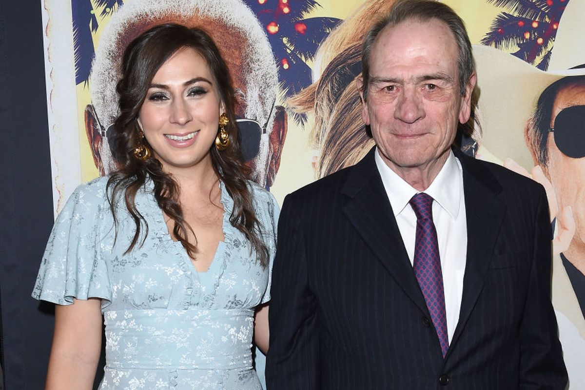 Actor Tommy Lee Jones and daughter Victoria Jones arrive at the premiere of 'Just Getting Started' at ArcLight Hollywood on December 7, 2017 in Hollywood, California