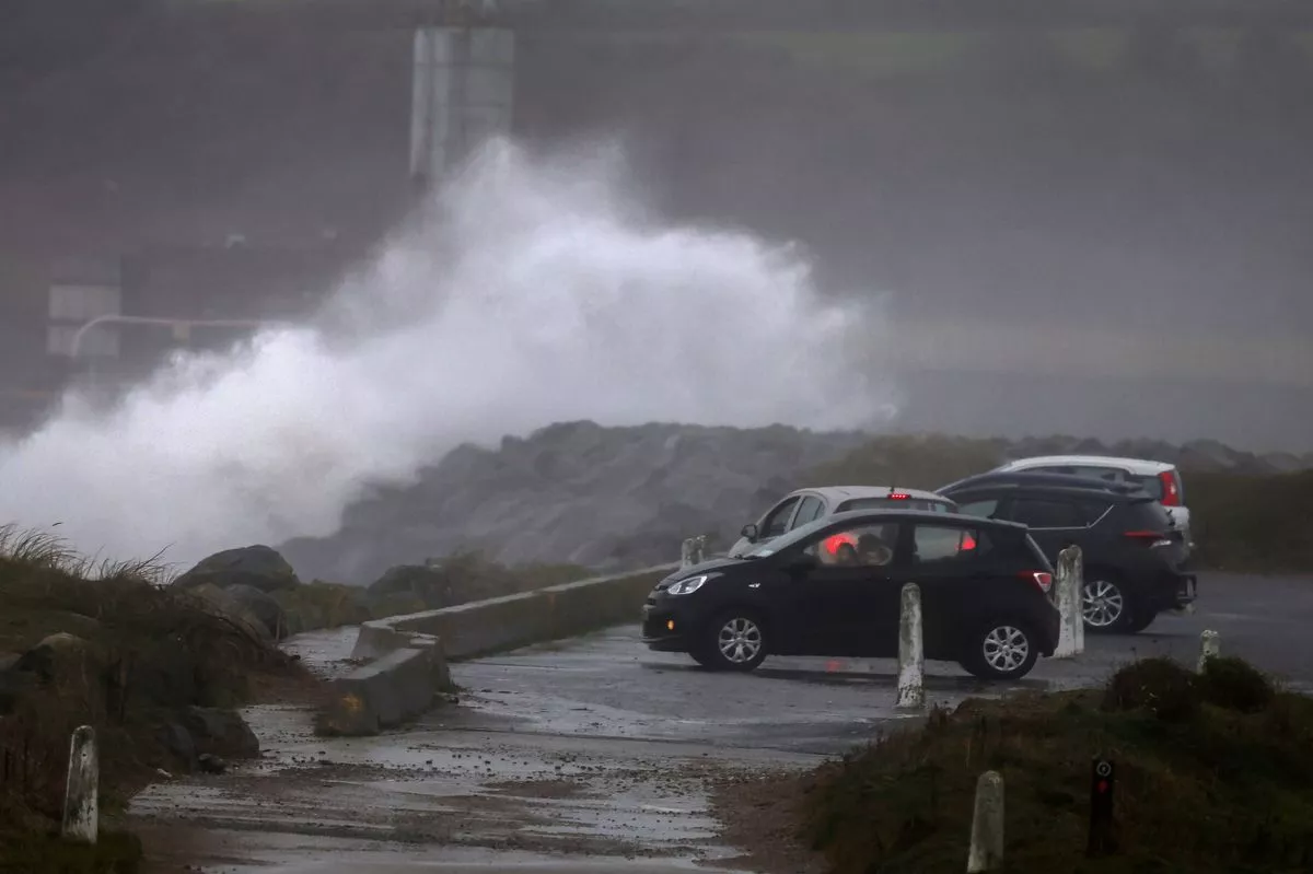 09/12/'25  Heavy seas batter the South coast of Arklow, Co. Wicklow this afternoon as the Orange Wind Wanring of Storm Bram comes into full force