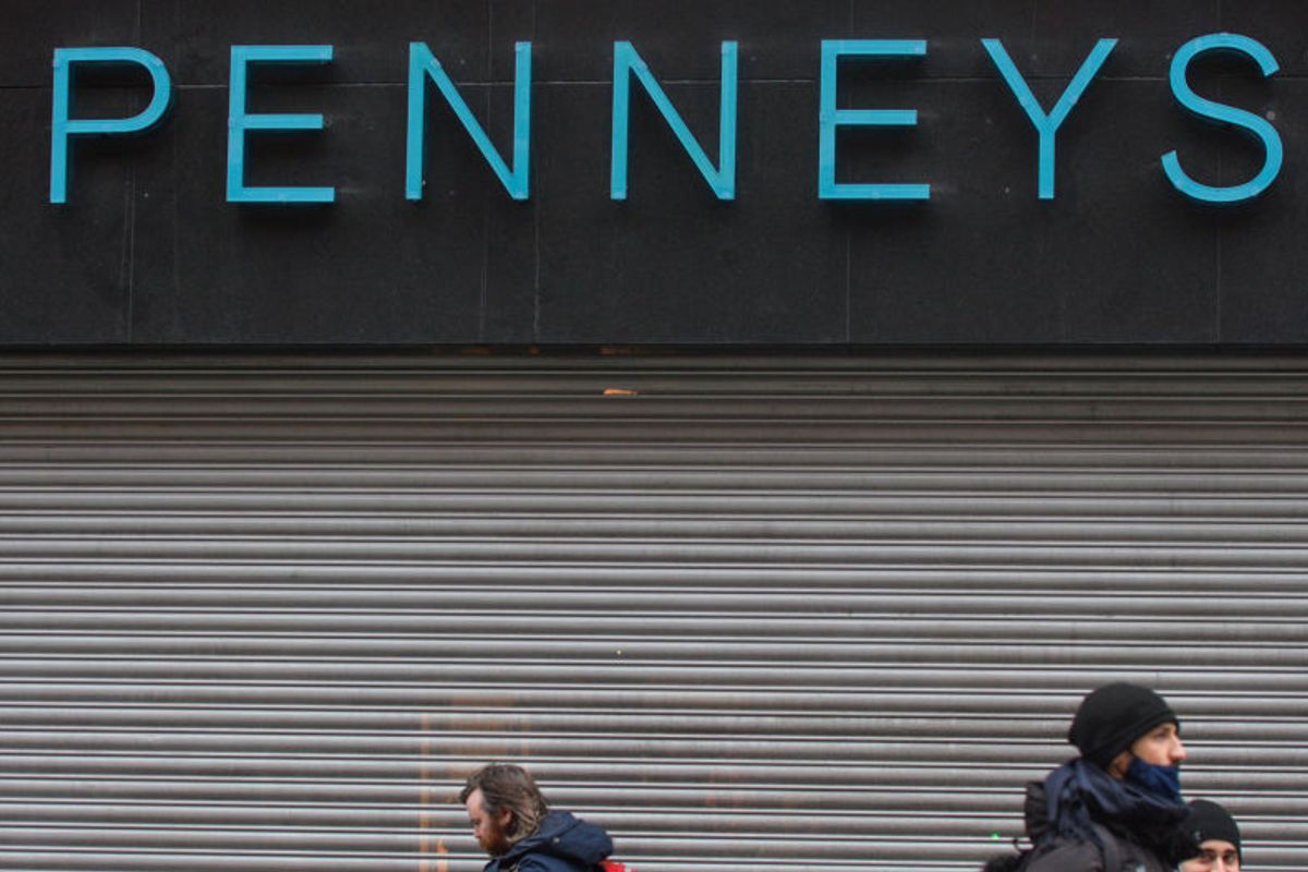 DUBLIN, IRELAND - 2021/02/13: People walk past a closed Penneys store on Henry Street. (Photo by Cezary Kowalski/SOPA Images/LightRocket via Getty Images)