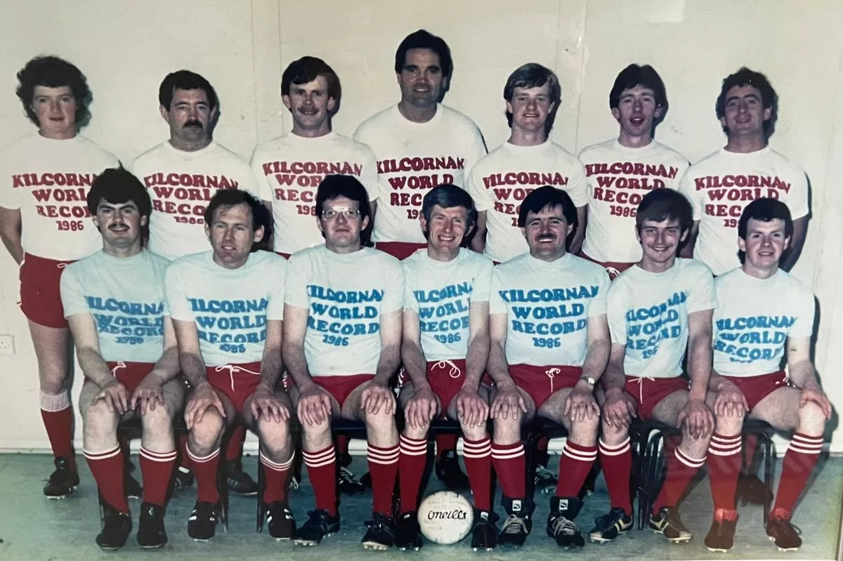 The Kilcornan players who took part in the world record attempt in 1986 for the longest GAA match