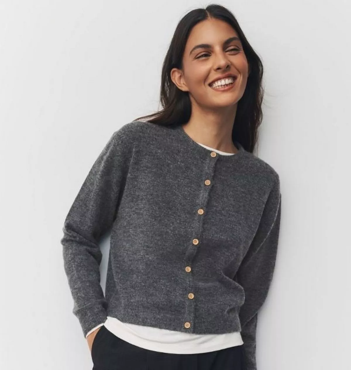 Next's crew neck cardigan comes in a range of colours and costs just £29