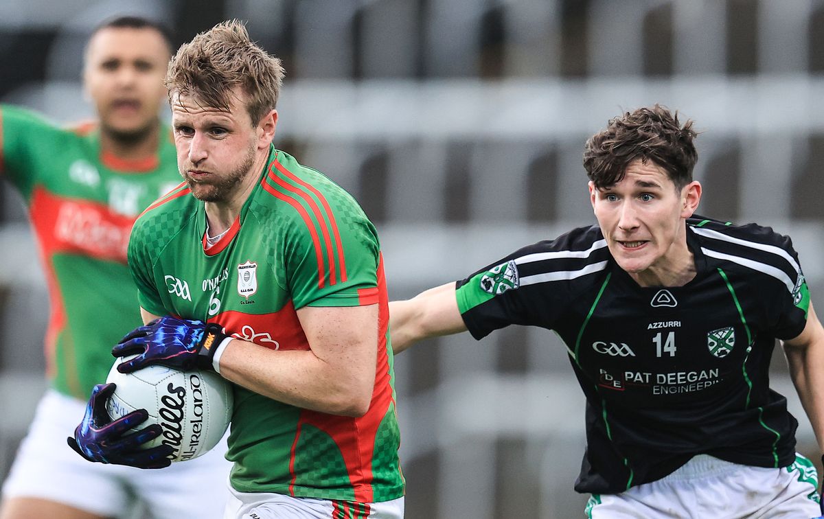 Ciaran O'Neill (right) in action for Stradbally during the Laois Senior Football Championship Round 3 in 2023