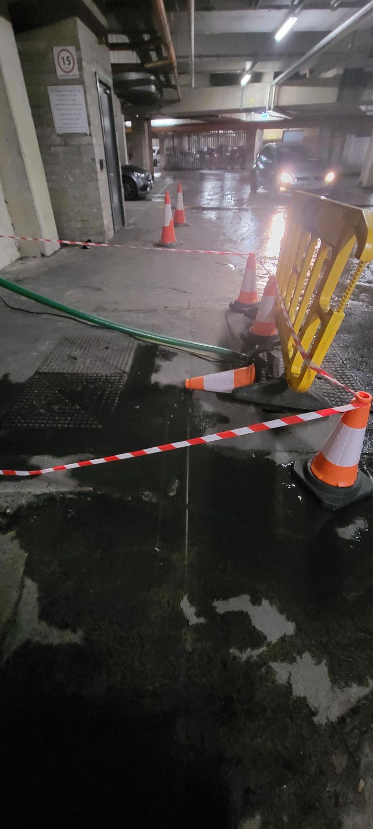 Sewage flooding and drains issue in the underground car park of Clare Village Apartments