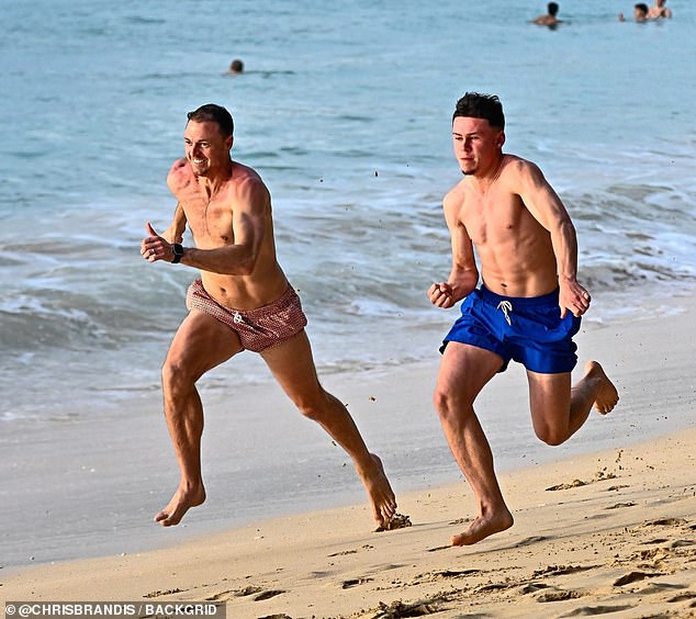 But Kai proved he is back to full-fitness as he raced Wayne's former teammate Jonny Evans during their Caribbean trip