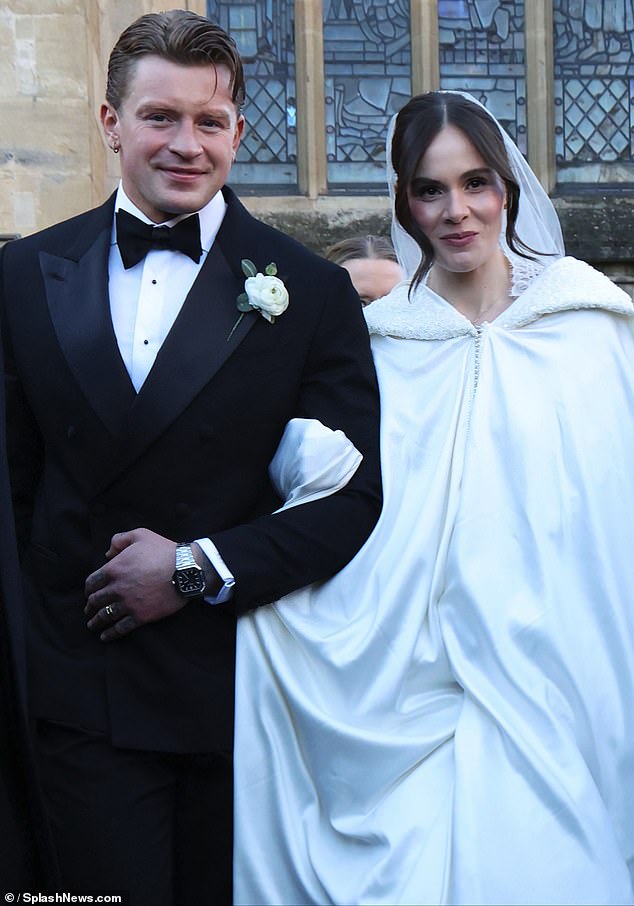 The pair on their wedding day at Bath Abbey last month. Several stars attended the ceremony