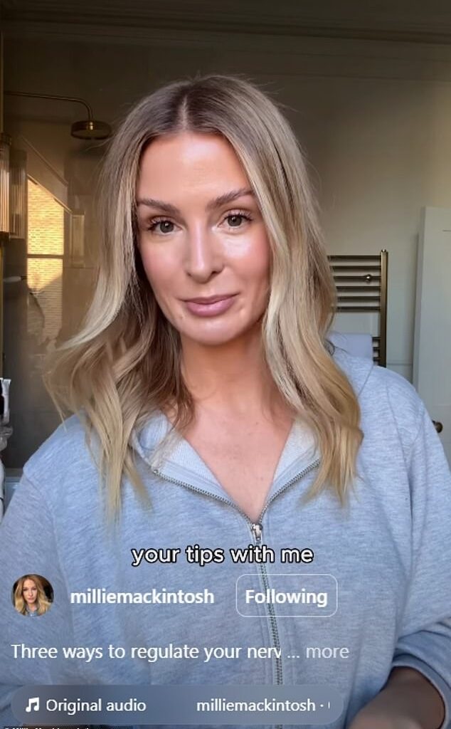 Millie Mackintosh has revealed her therapist has told her she is 'addicted' to her anxiety as she discussed how she regulates her nervous system