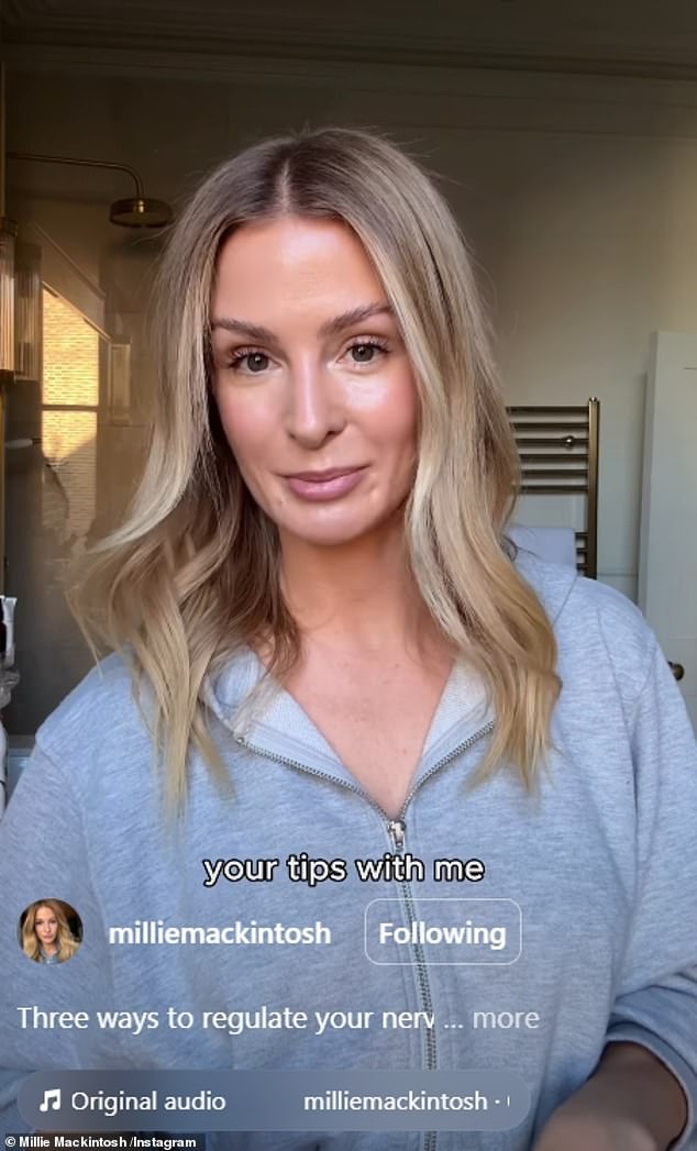Millie Mackintosh has revealed her therapist has told her she is 'addicted' to her anxiety as she discussed how she regulates her nervous system