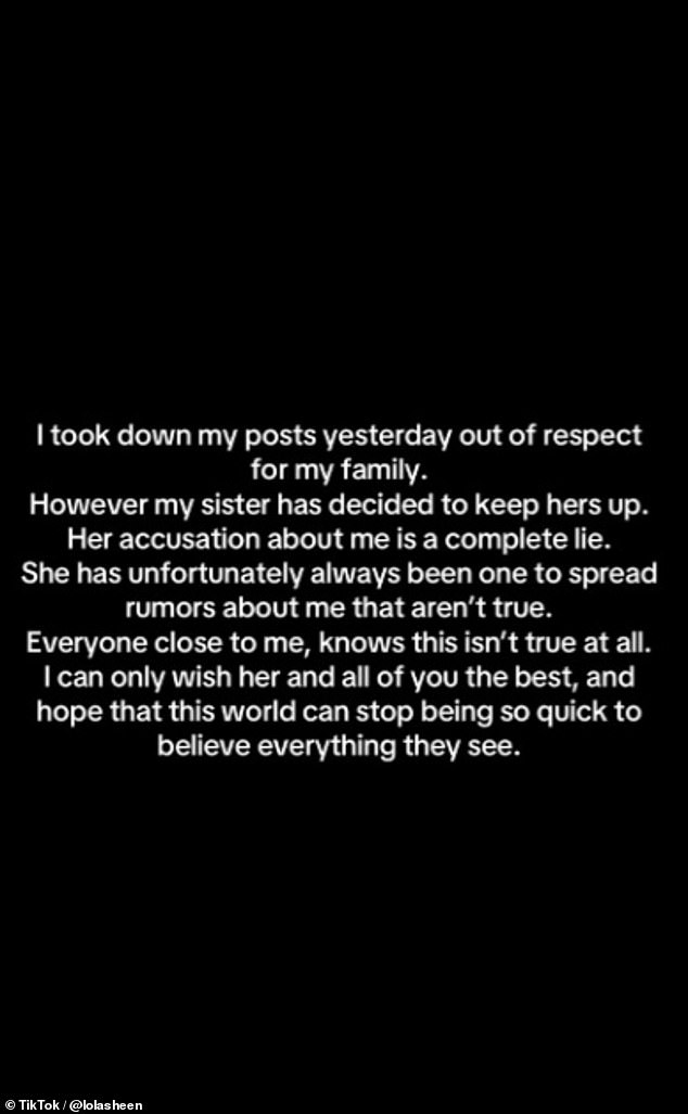 Now, Lola has returned to TikTok to issue a second statement on the drama and urged fans to 'stop being so quick to believe everything they see' online