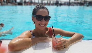 Rachel Duffy in Marbella in 2019... where she was the life and soul of the star-studded Ocean Beach club