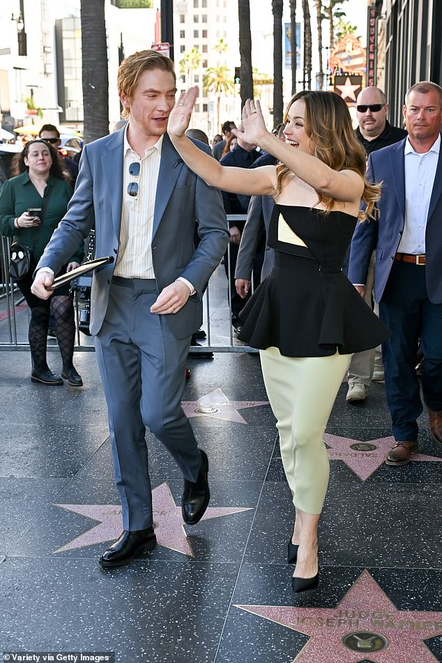 Also in attendance was Domhnall Gleeson - Rachel's co-star from her 2013 romance movie About Time