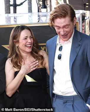 Domhnall proudly posed for group snaps over a decade after sharing the screen with Rachel in Richard Curtis's heartbreaking movie