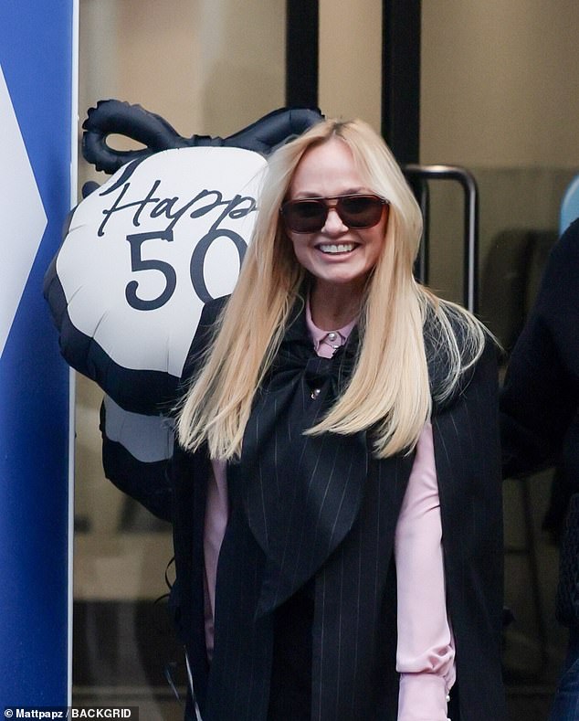 Emma Bunton beamed as she stepped out with her husband Jade Jones on her 50th birthday in London on Wednesday