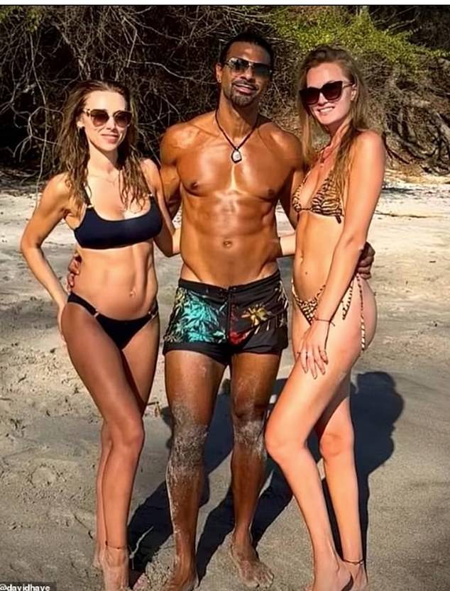 David Haye with Una Healy (left) and Sian Osborne. Haye and Osborne were in an open relationship when Healy dated him