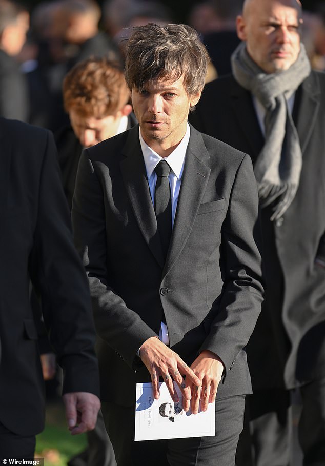 Louis, 34, attends Payne's funeral at St Mary's church in Amersham in November 2024