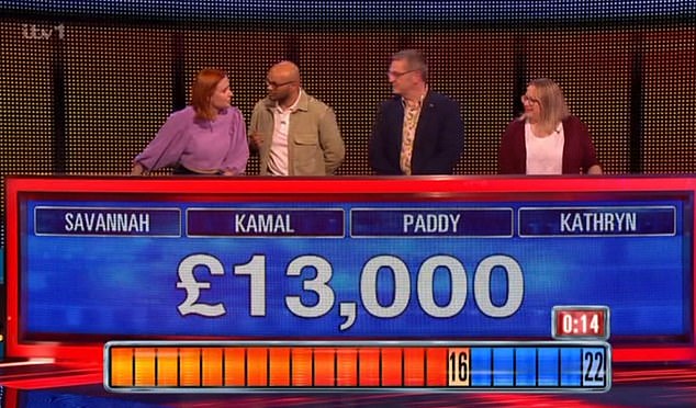 They all managed to get to the final chase with an impressive £13,000 in the prize fund - and worked very well together as a team as they managed to answer a whopping 22 questions correctly in two minutes