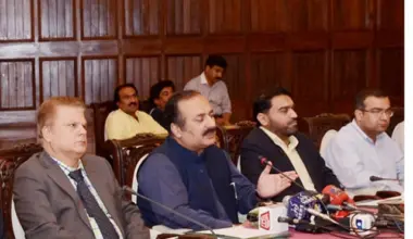 tourism minister mashhood ahmad khan addressing a press conference photo nni