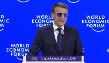 We do prefer respect to bullies, Macron says at Davos as Trump tensions mount