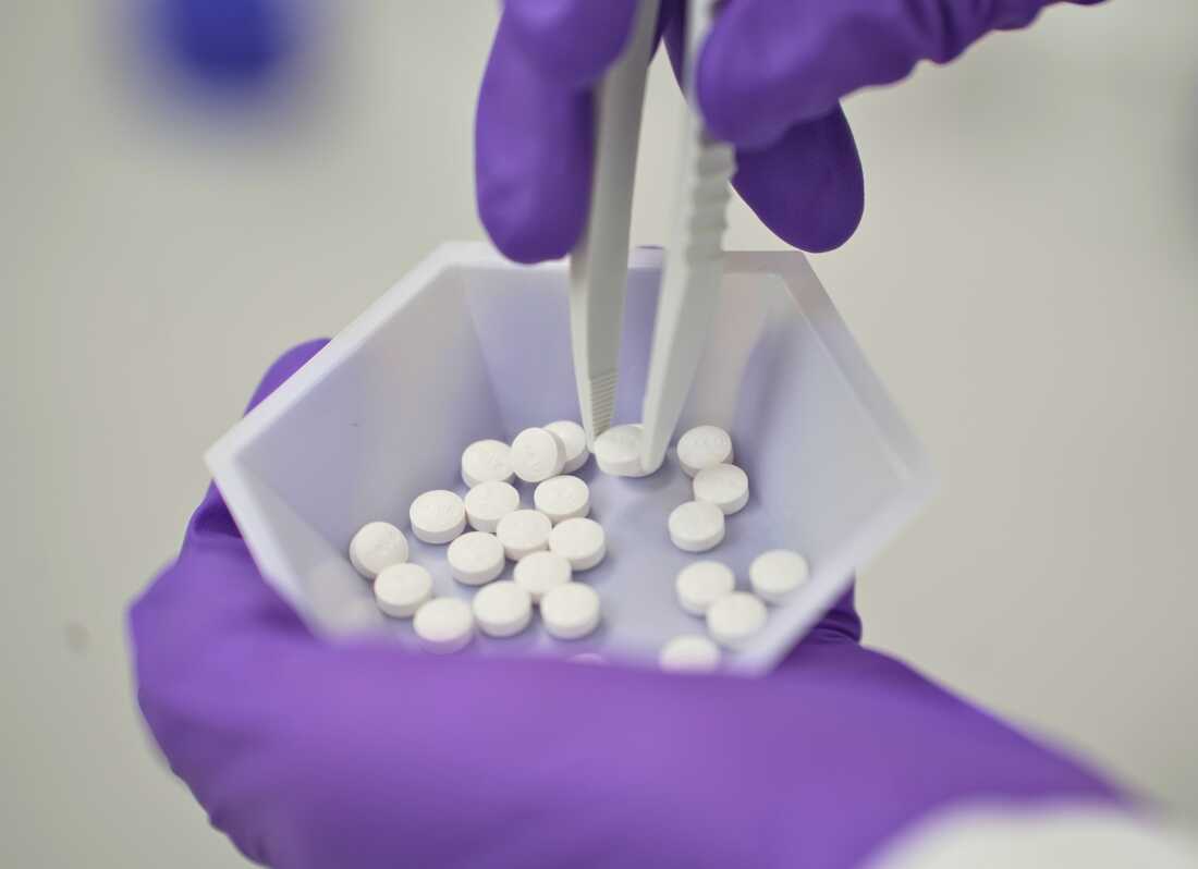 A pill form of Wegovy, the popular obesity drug previously available only by injection, is seen in a plastic tray.