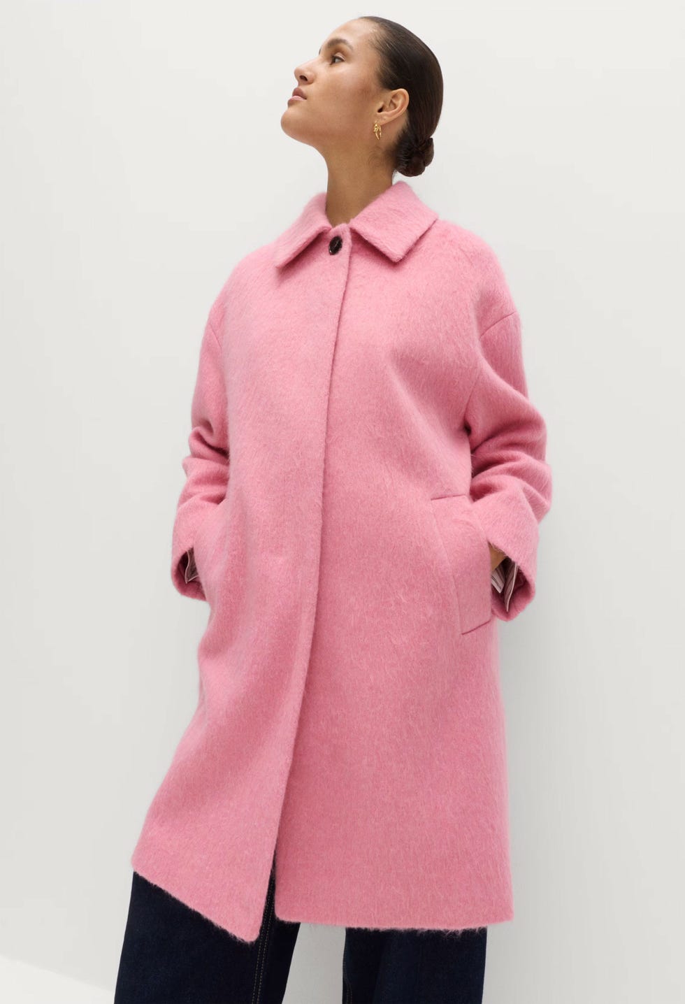 Brushed Collared Longline Car Coat with Wool Brushed Collared Longline Car Coat with Wool