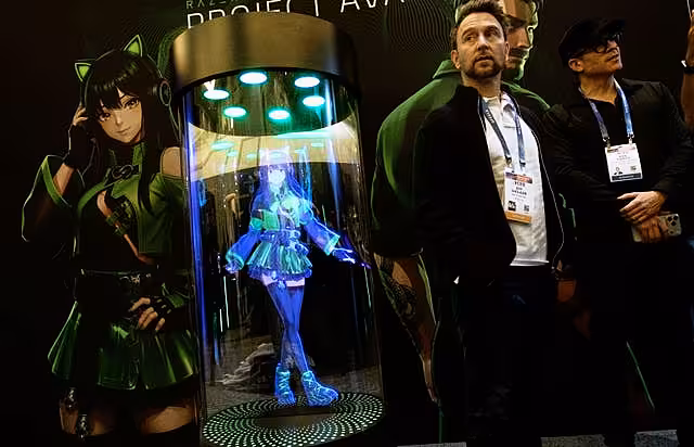A Razer AI desk companion on display at the Razer booth during the CES tech show in Las Vegas
