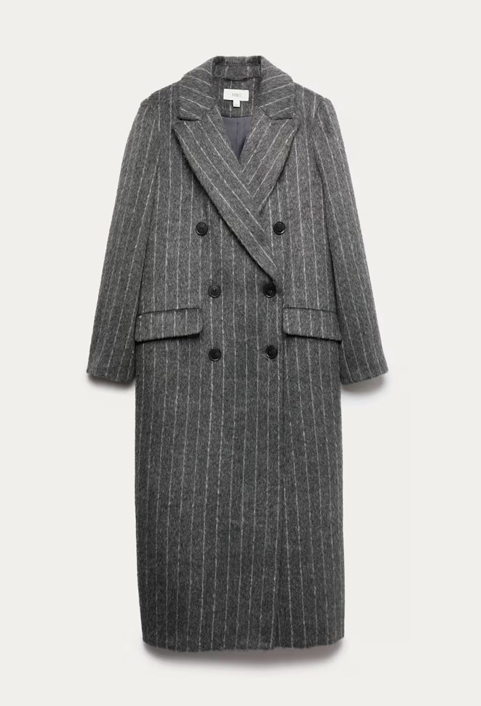 Brushed Pinstripe Double Breasted Longline Coat Brushed Pinstripe Double Breasted Longline Coat