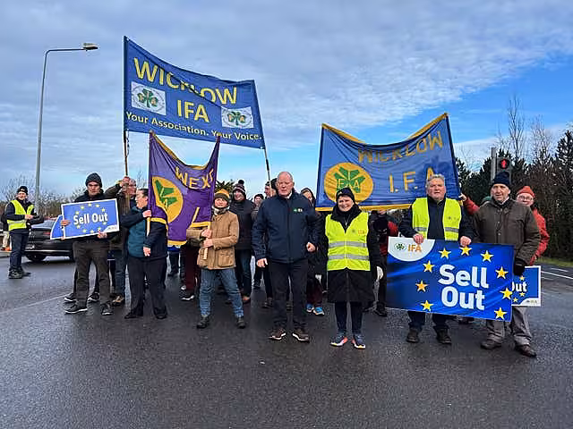 People in Athlone, Co Westmeath, protesting against the EU-Mercosur trade deal