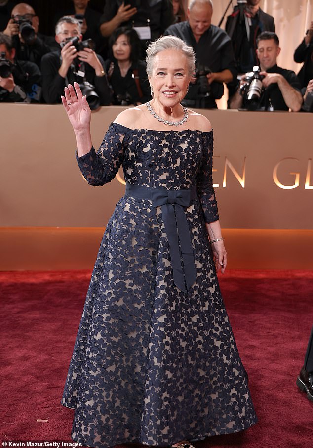 BEVERLY HILLS, CALIFORNIA - JANUARY 11: (FOR EDITORIAL USE ONLY) Kathy Bates attends the 83rd annual Golden Globe Awards at The Beverly Hilton on January 11, 2026 in Beverly Hills, California. (Photo by Kevin Mazur/Getty Images)