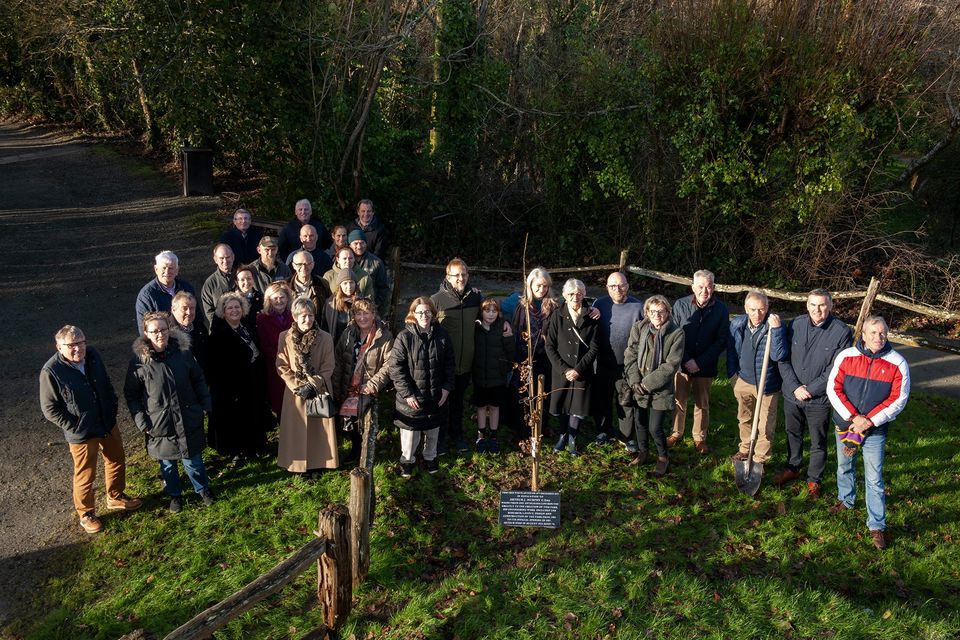 The group pictured at the tree planting memorial for the late Arthur Murphy ceremony at the Ringfort entrance in the Irish National Heritage Park on Friday. Pic: Jim Campbell