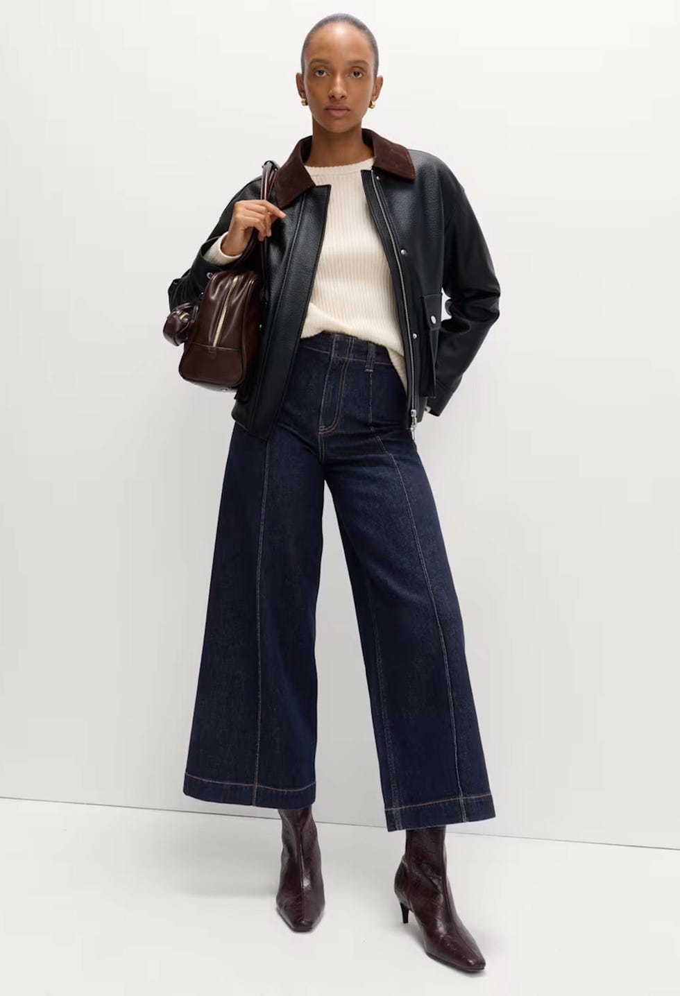 Pintuck Wide Leg Ankle Grazer Jeans